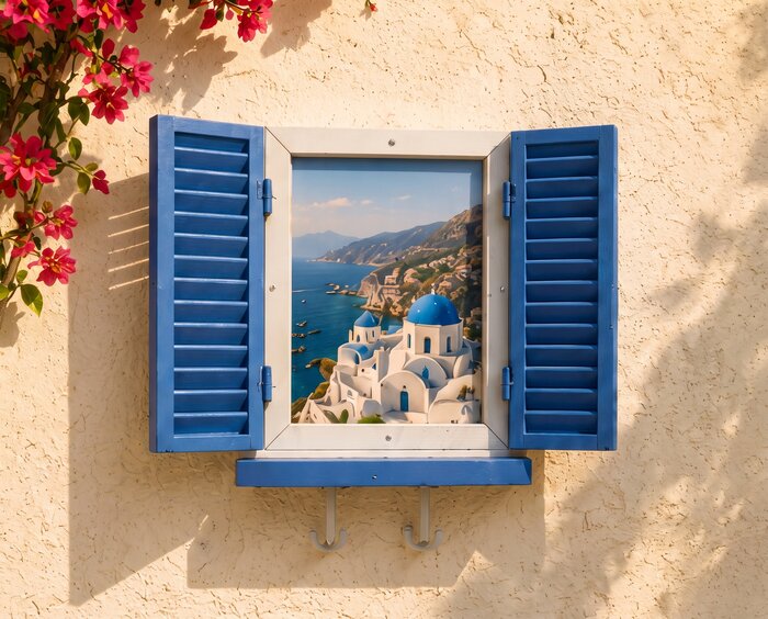 framylo window frame in the Santorini Blue shade